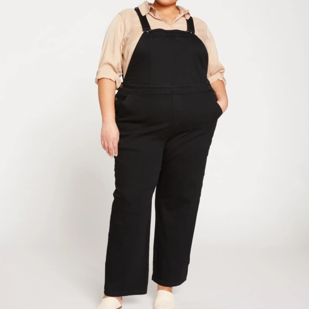Universal Standard Casey Black Denim Overalls Size 10-12